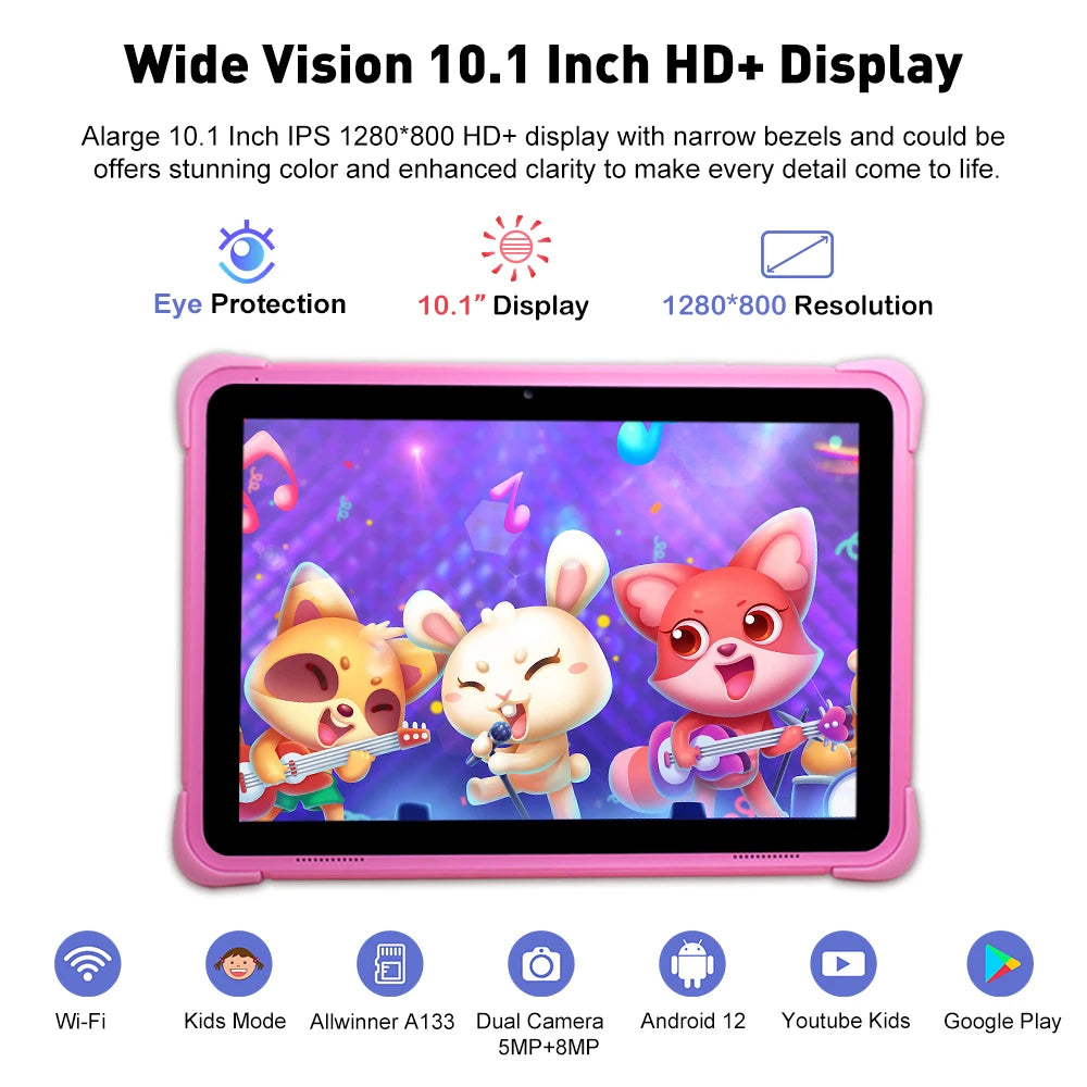 10.1 Inch Children Tablets Android 12 Quad Core 4GB 64GB WIFI