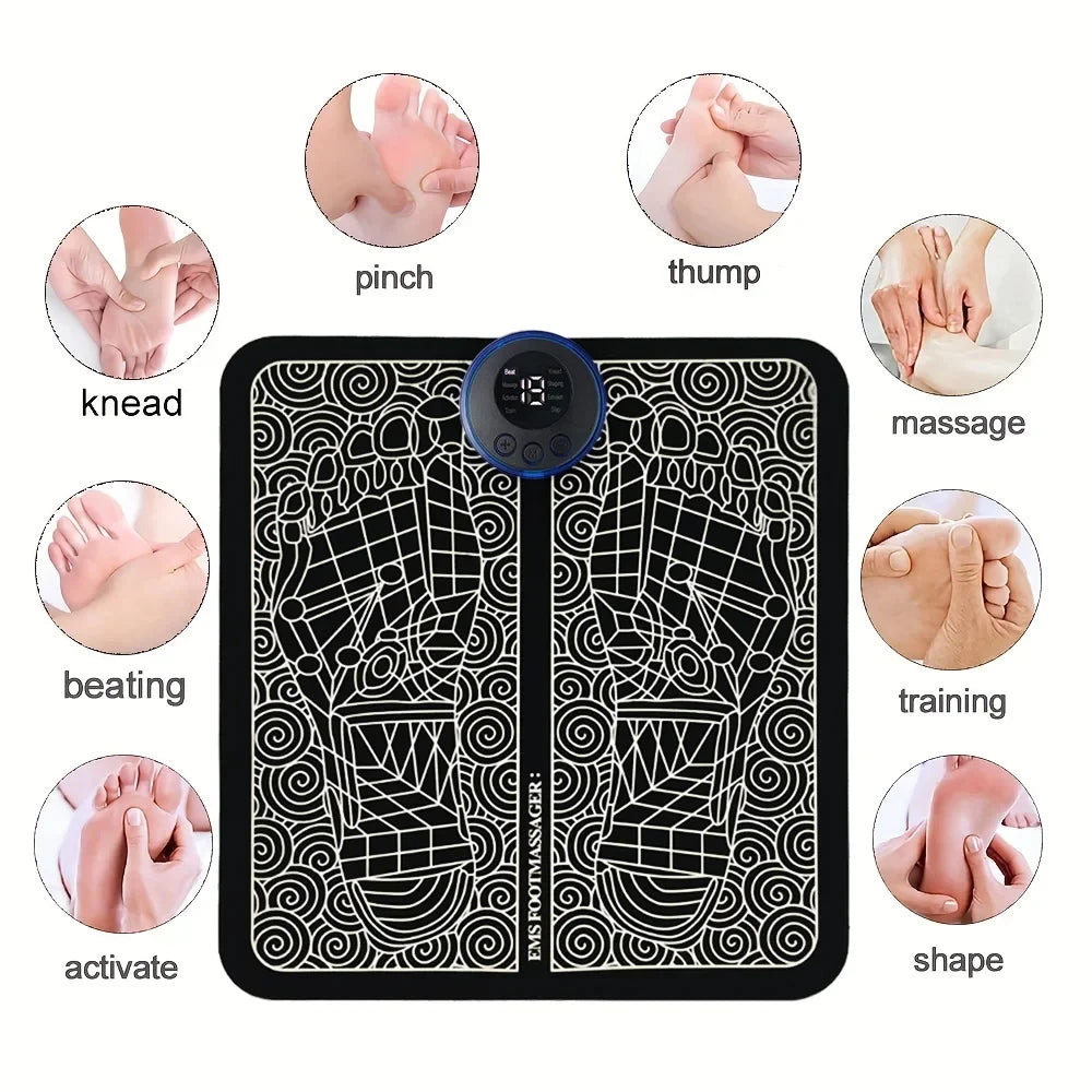 Electric Foot Massager Pad | Muscle Relaxation & Circulation | Portable Rechargeable Massage Mat
