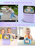 Kids Instant Print Camera – 3" HD 1080P Screen, 32MP, Zero-Ink Printing, 32GB SD Card & 3 Paper Rolls – Perfect Gift for Ages 6–12