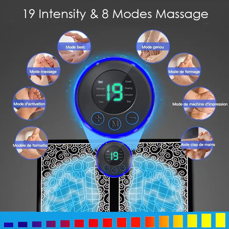 Electric Foot Massager Pad | Muscle Relaxation & Circulation | Portable Rechargeable Massage Mat