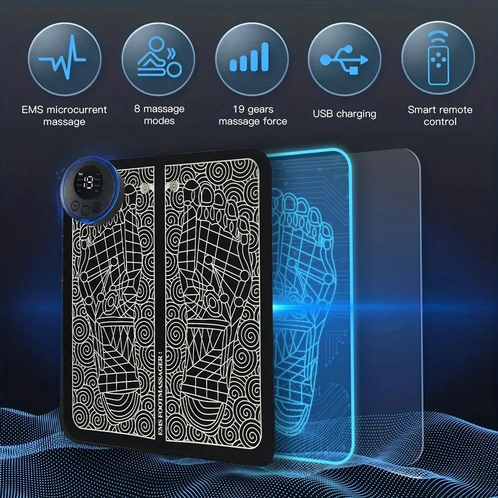 Electric Foot Massager Pad | Muscle Relaxation & Circulation | Portable Rechargeable Massage Mat