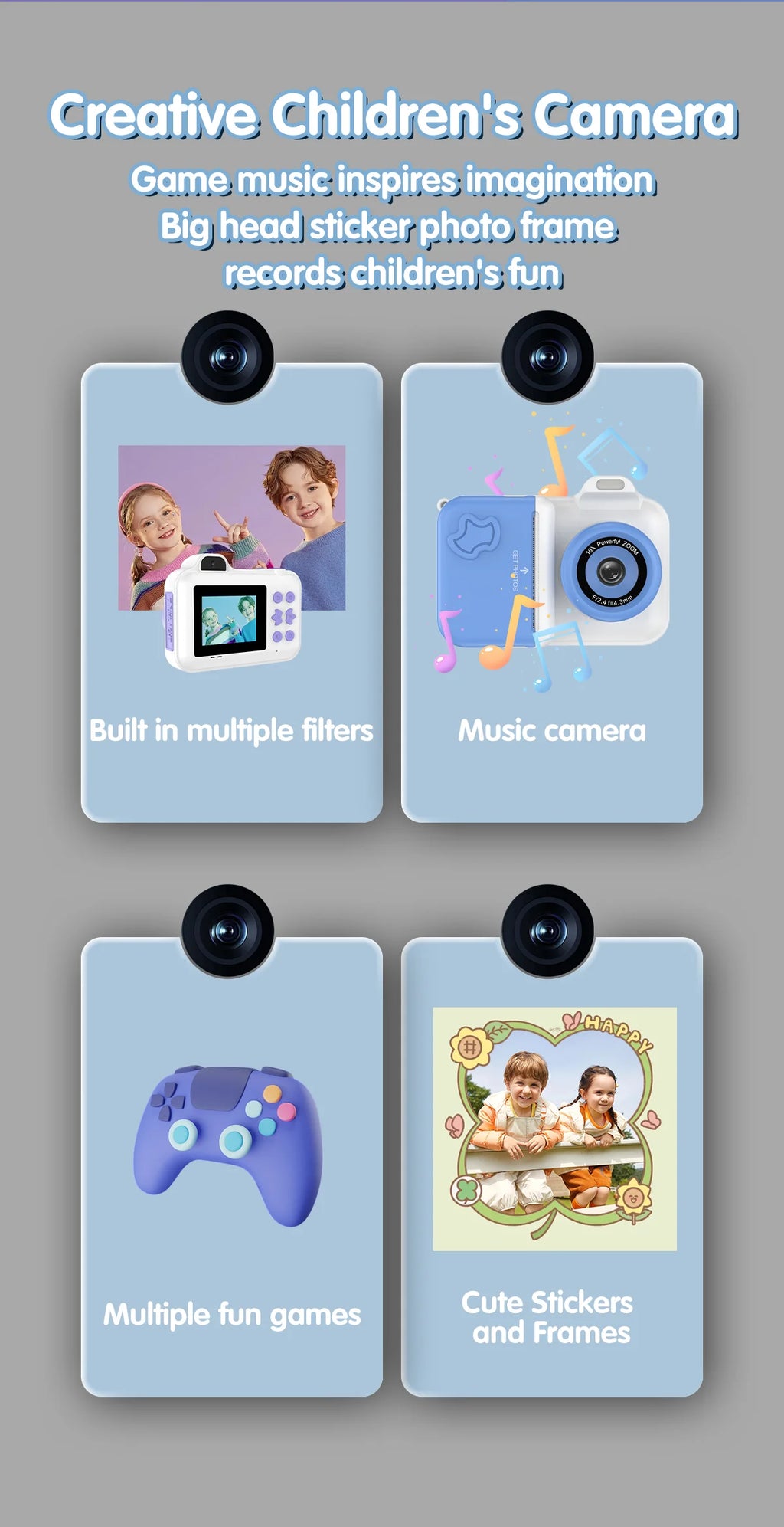 Instant Print Camera – HD Dual Lens, 16x Zoom, 1080P Video, MP3, Games & Instant Printing – Perfect Creative Gift for Kids