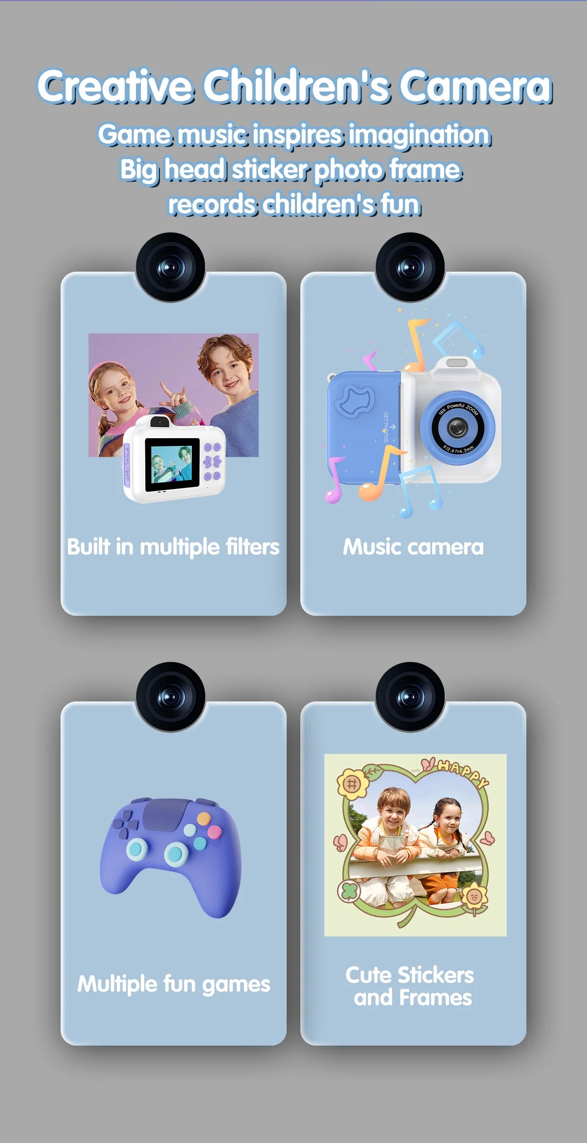 Instant Print Camera – HD Dual Lens, 16x Zoom, 1080P Video, MP3, Games & Instant Printing – Perfect Creative Gift for Kids