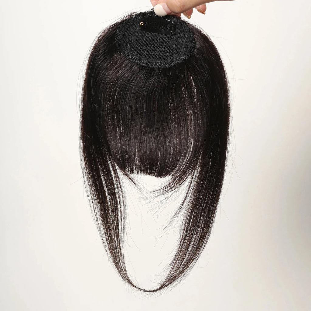 100% Human Hair Clip-In Bangs with Sideburns – Natural Blunt Fringe, Real Remy Hair, Easy Clip Attachment, Instantly Transforms Your Look