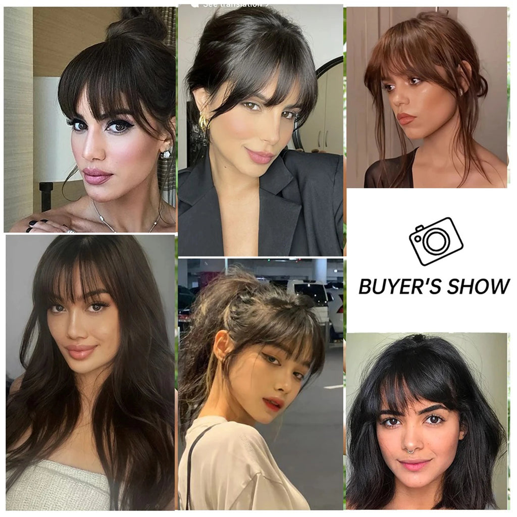 100% Human Hair Clip-In Bangs with Sideburns – Natural Blunt Fringe, Real Remy Hair, Easy Clip Attachment, Instantly Transforms Your Look