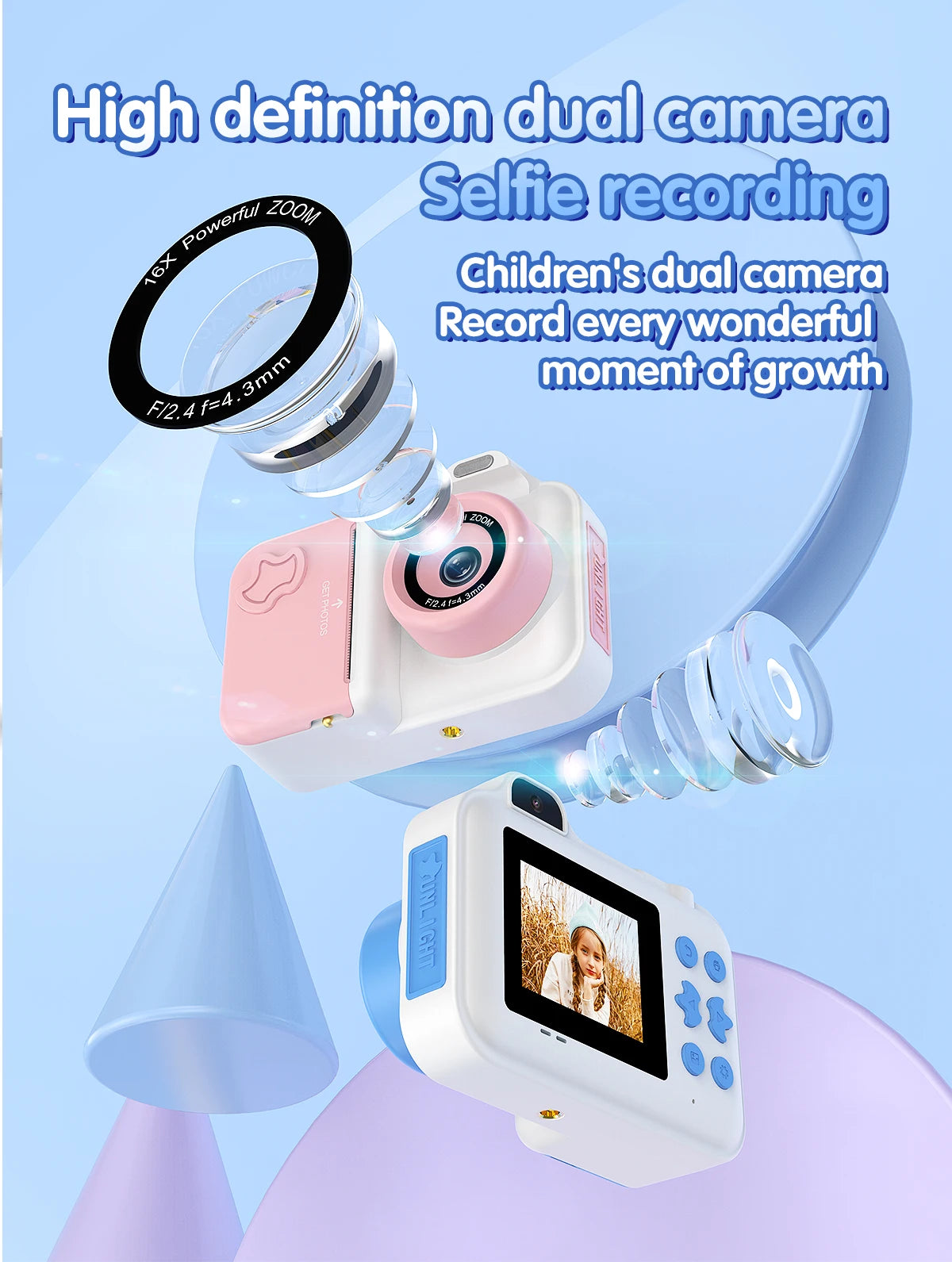 Instant Print Camera – HD Dual Lens, 16x Zoom, 1080P Video, MP3, Games & Instant Printing – Perfect Creative Gift for Kids