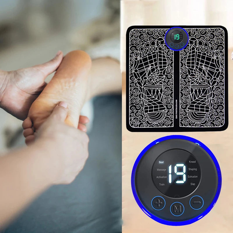 Electric Foot Massager Pad | Muscle Relaxation & Circulation | Portable Rechargeable Massage Mat
