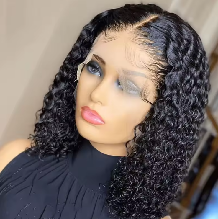 Bob 180 Density Virgin Curly HD Full Lace Frontal Wig Natural Human Hair