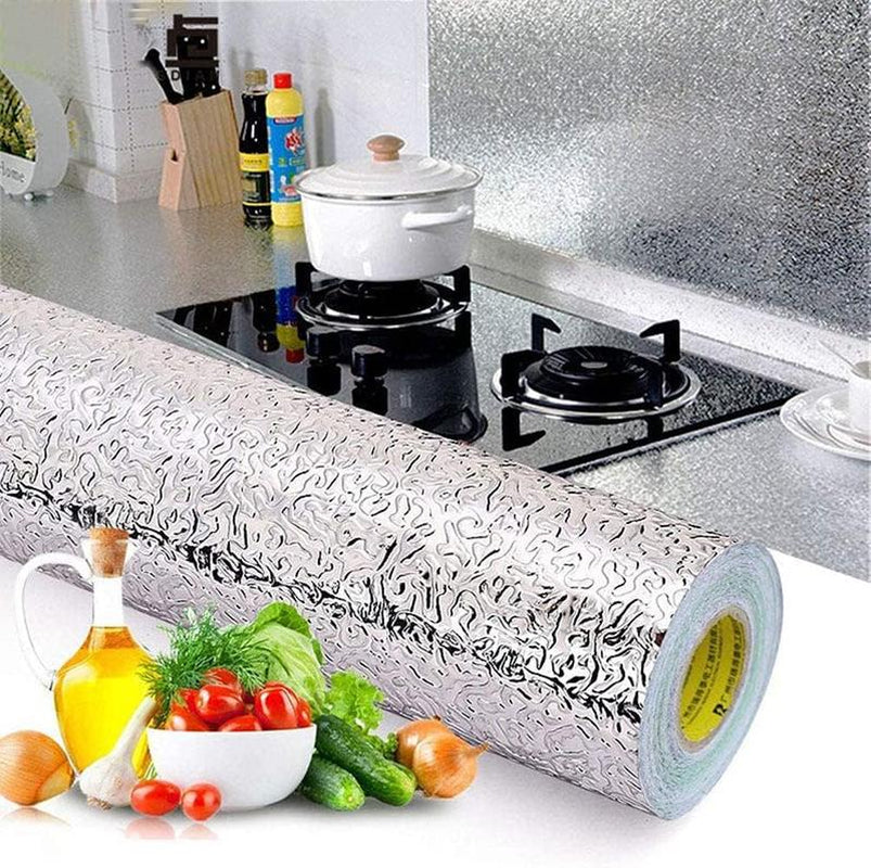 Kitchen Backsplash Wallpaper Stickers, Kitchen Stickers Self Adhesive Kitchen Aluminum Stickers Oil Proof Waterproof Kitchen Stove Sticker -15.6...
