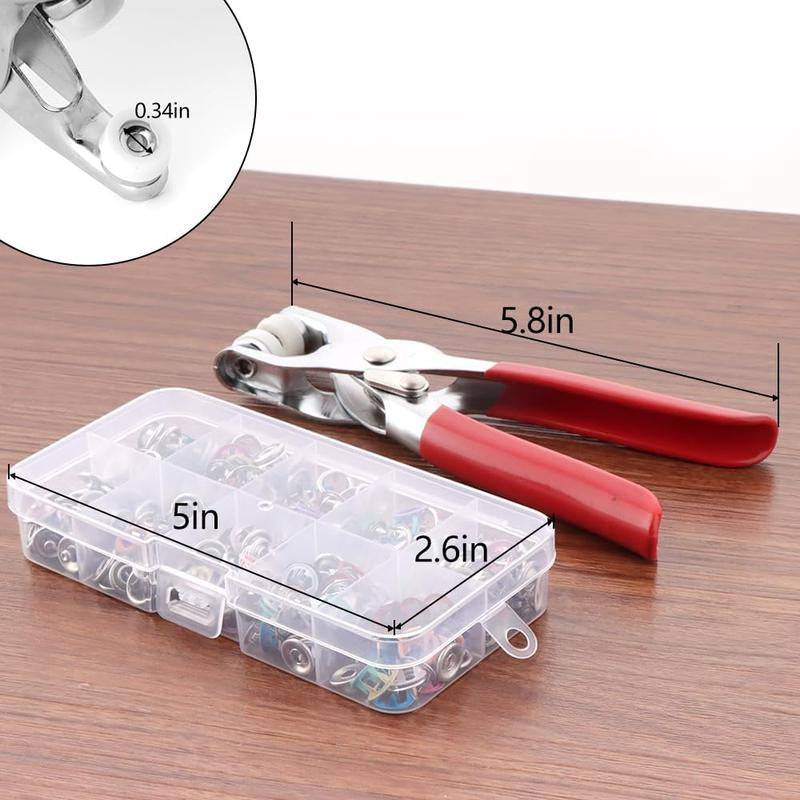 Snap Button Kit 100Set, 9.5Mm Snap Fasteners Kit with Pliers, Metal Snaps Kit with Tool, Five Claw Buckle Tool Set 10 Colors