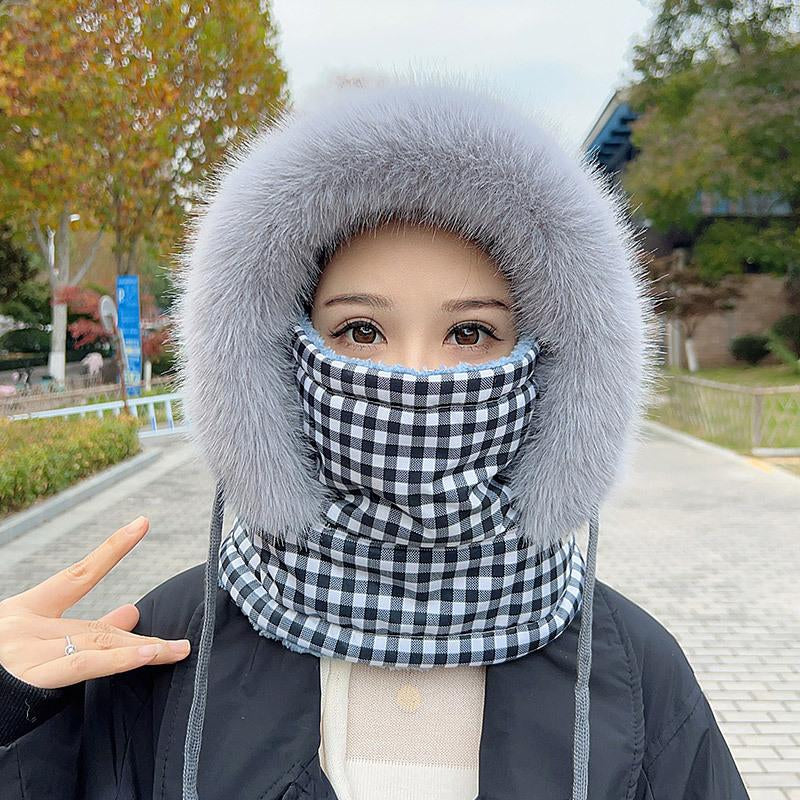 1Pc Upgraded Thickened Balaclava with Faux Fur Trim, Windproof Full Face Cover and Neck Warmer Hat for Winter Sports, Textured Fabric Ski Mask - Perfect Gift for Mother'S Day