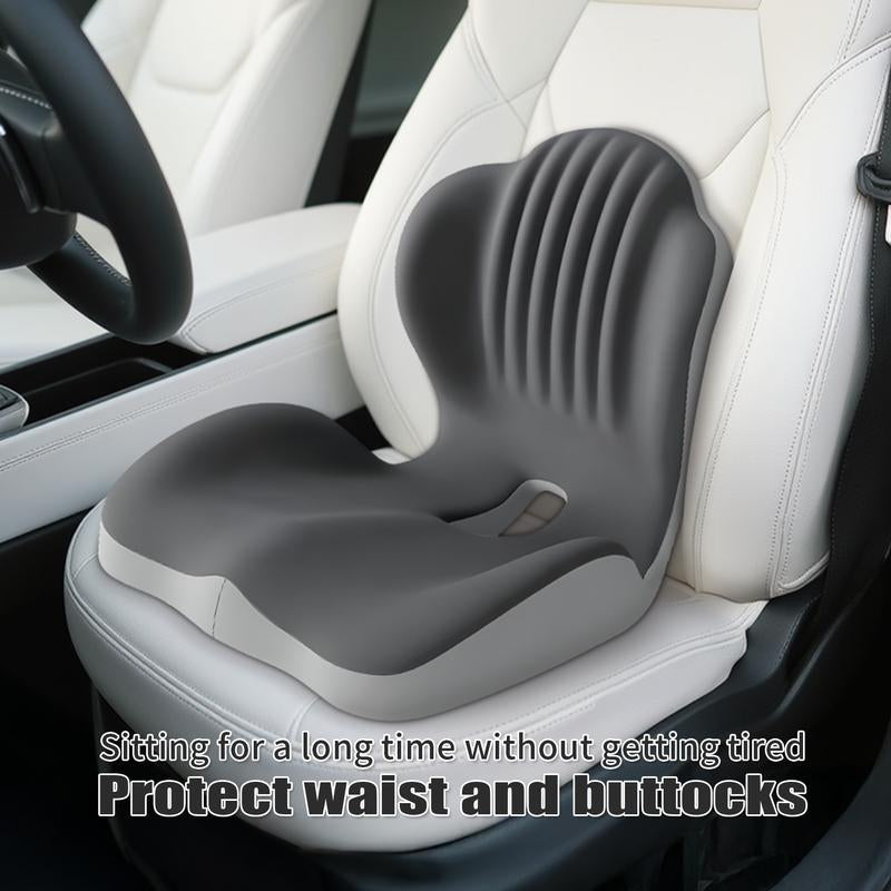 Anti-Slip Memory Foam Seat Cushion, Office and Driving Back Support Cushion, Ergonomic Design, Helps Relieve Body Support Pressure, Priced under $50.