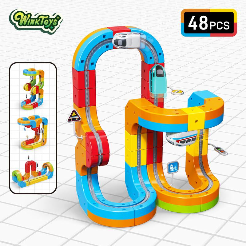 Magic Rail Block,Winktoys DIY Track Set,Building Block,Creative DIY Construction Set,Gravity-Defying, Upside-Down Driving,Led,Christmas Gift,Gift for Kids,Magic RAIL CUBE
