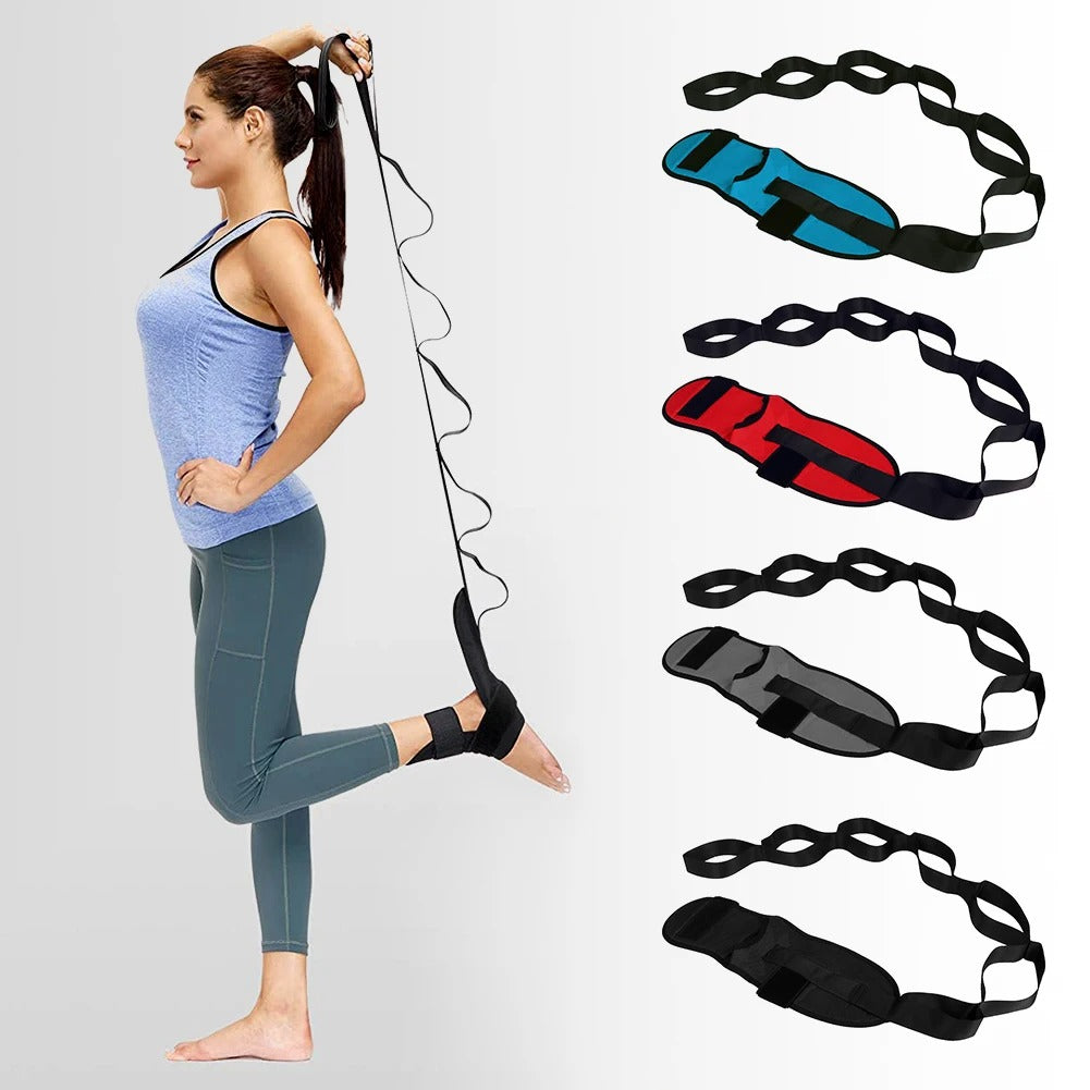 Yoga Strap Multi-Loop Stretch Strap with Foot Cushion