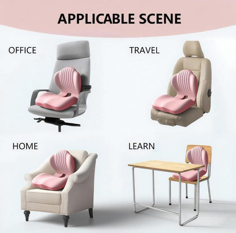 Anti-Slip Memory Foam Seat Cushion, Office and Driving Back Support Cushion, Ergonomic Design, Helps Relieve Body Support Pressure, Priced under $50.