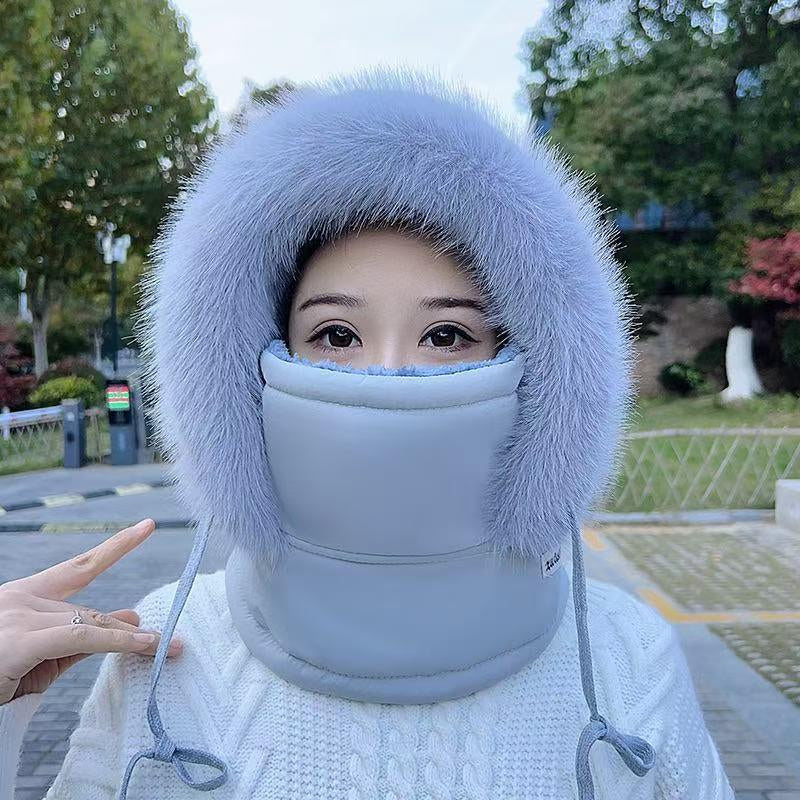 1Pc Upgraded Thickened Balaclava with Faux Fur Trim, Windproof Full Face Cover and Neck Warmer Hat for Winter Sports, Textured Fabric Ski Mask - Perfect Gift for Mother'S Day