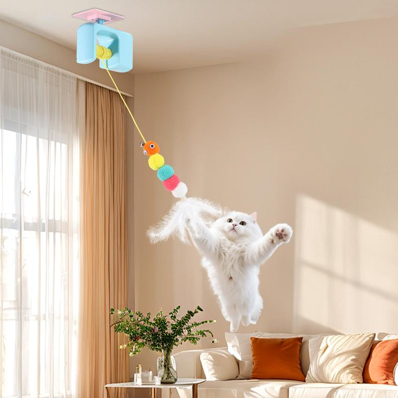 MALFT Pet Stress Relief Toys for Cats, Interactive Hanging Door Cat Toy, Automatic Electric Flying Bird Cat Toy for Hunting Exercising Eliminating Boredom,One Extra Bouncy String