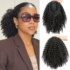 Short Afro Kinky Curly Drawstring Ponytail – 25cm Voluminous Synthetic Clip-In Extension for Effortless Natural Style