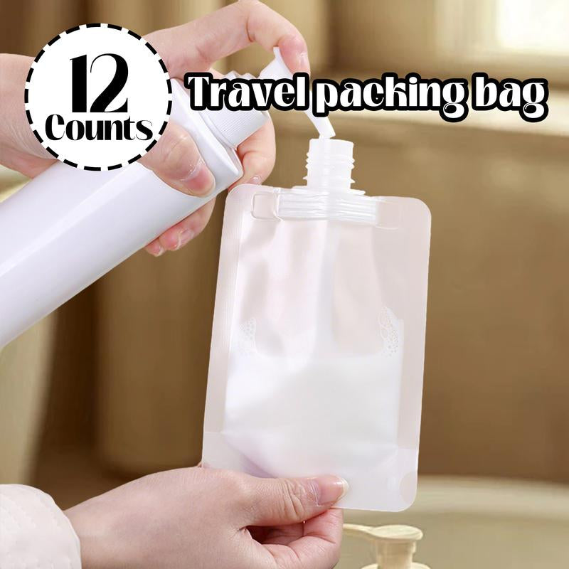 12 Counts Reusable Plastic Pouches, Travel-Friendly Drink Containers