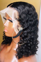 Bob 180 Density Virgin Curly HD Full Lace Frontal Wig Natural Human Hair