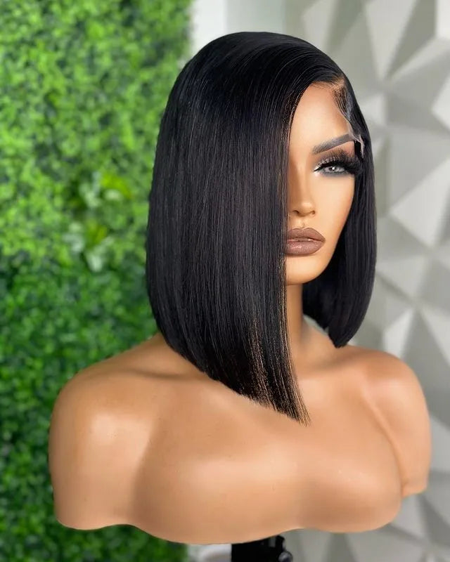 Bob Length 180% Density Virgin Straight HD Full Lace Frontal Wig Human Hair